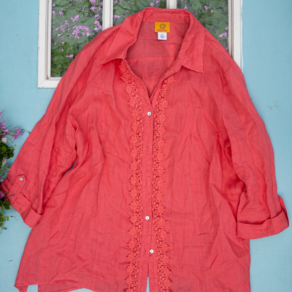 Ruby Rd. 100% Linen Button Up